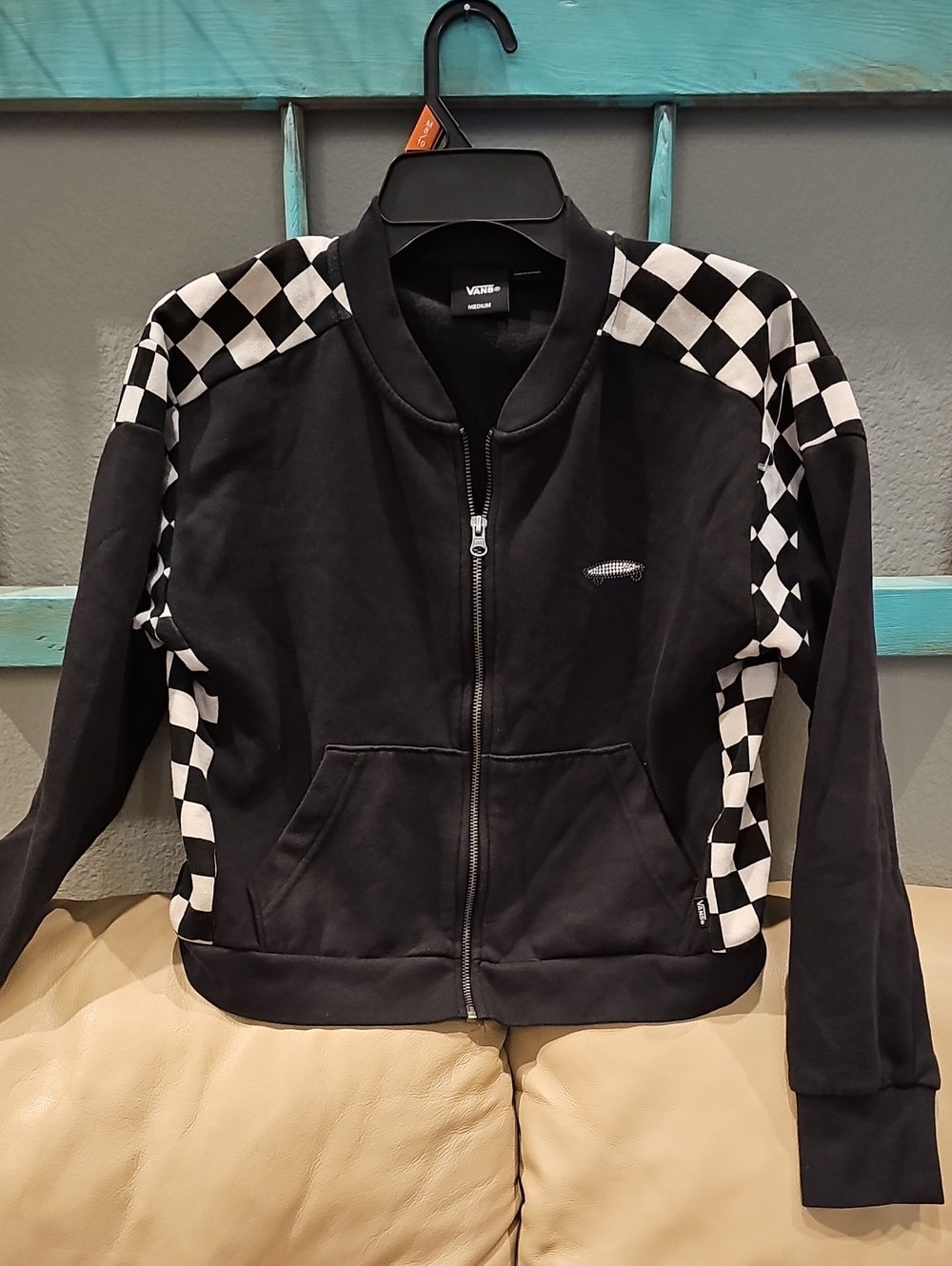 Vans Black and White Checkerboard Bomber Jacket - Men's